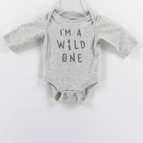 JUMPING BEANS Wild One Gray One Piece Long Sleeve Romper Onesie 3 Months - Picture 1 of 7